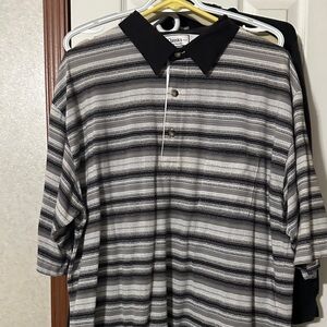 Usios Men's Striped Button-Down Shirt in Black and Gray